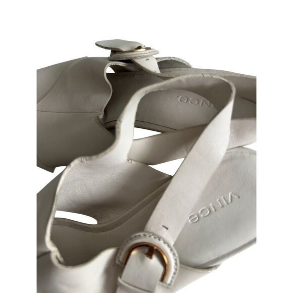 VINCE Cream Leather Slingback Tortoise Heels Size US 9.5 - Picture 6 of 11